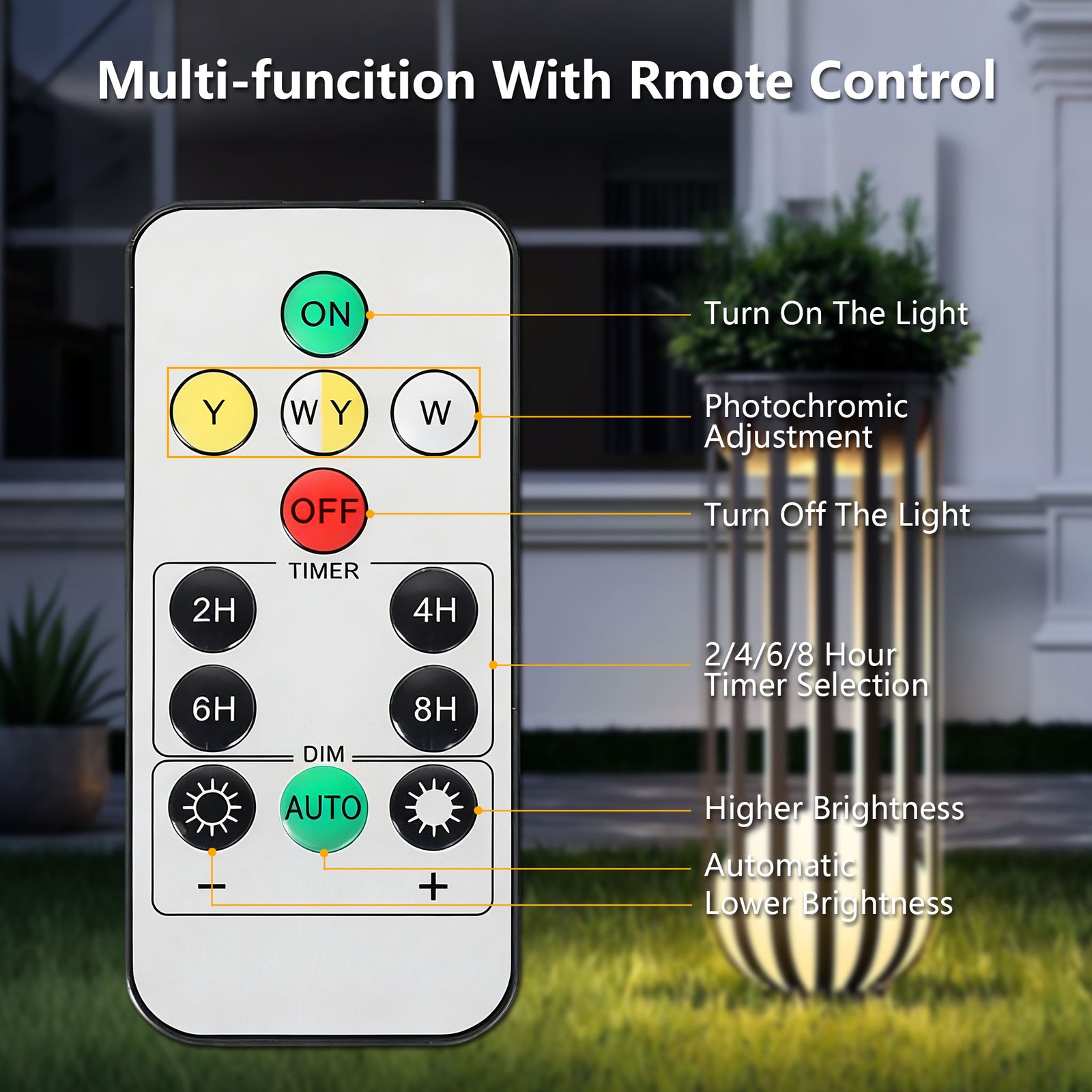 38" Tall Outdoor Plant Stand for Patio, LED Light and Remote Control - 图片 3
