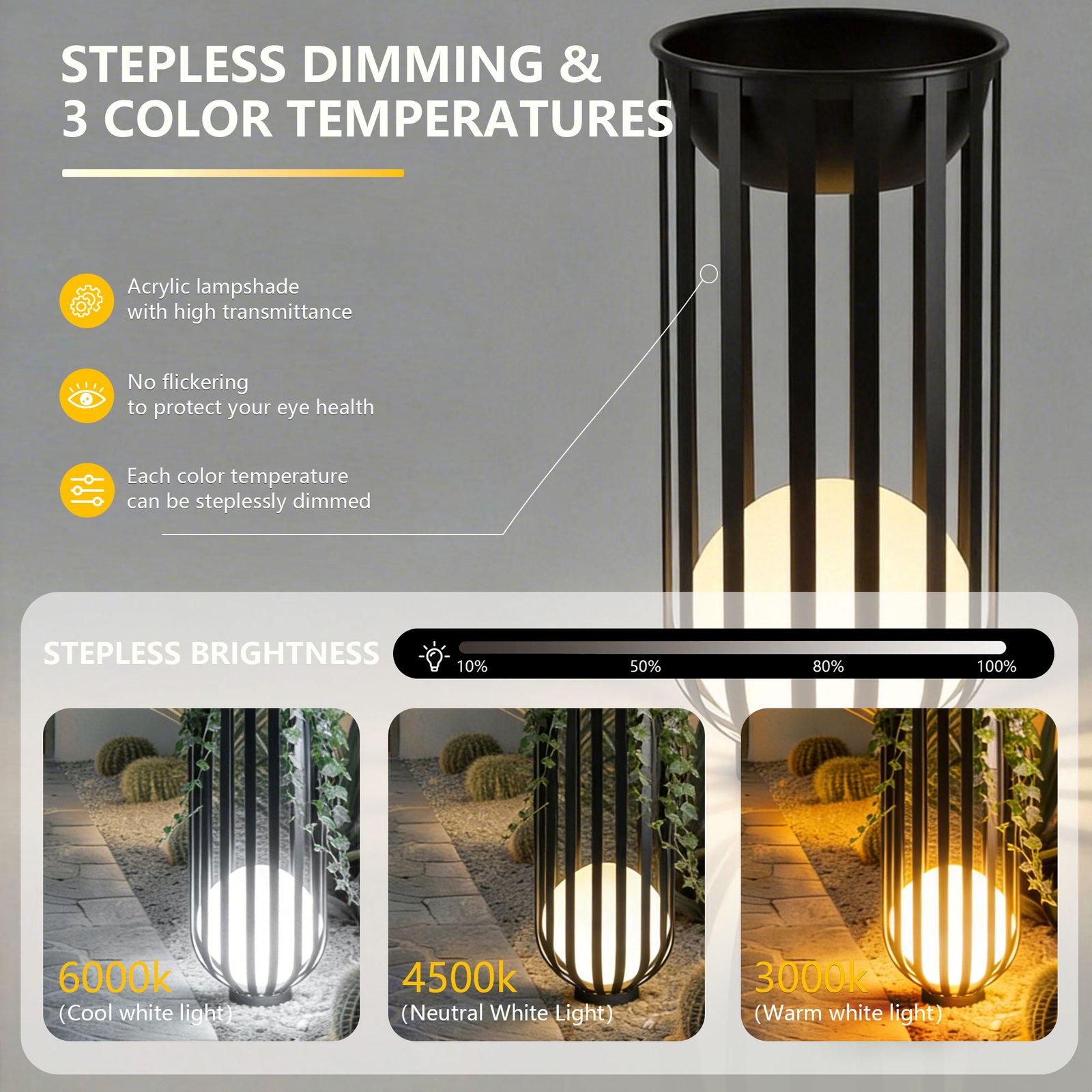 38" Tall Outdoor Plant Stand for Patio, LED Light and Remote Control - 图片 7