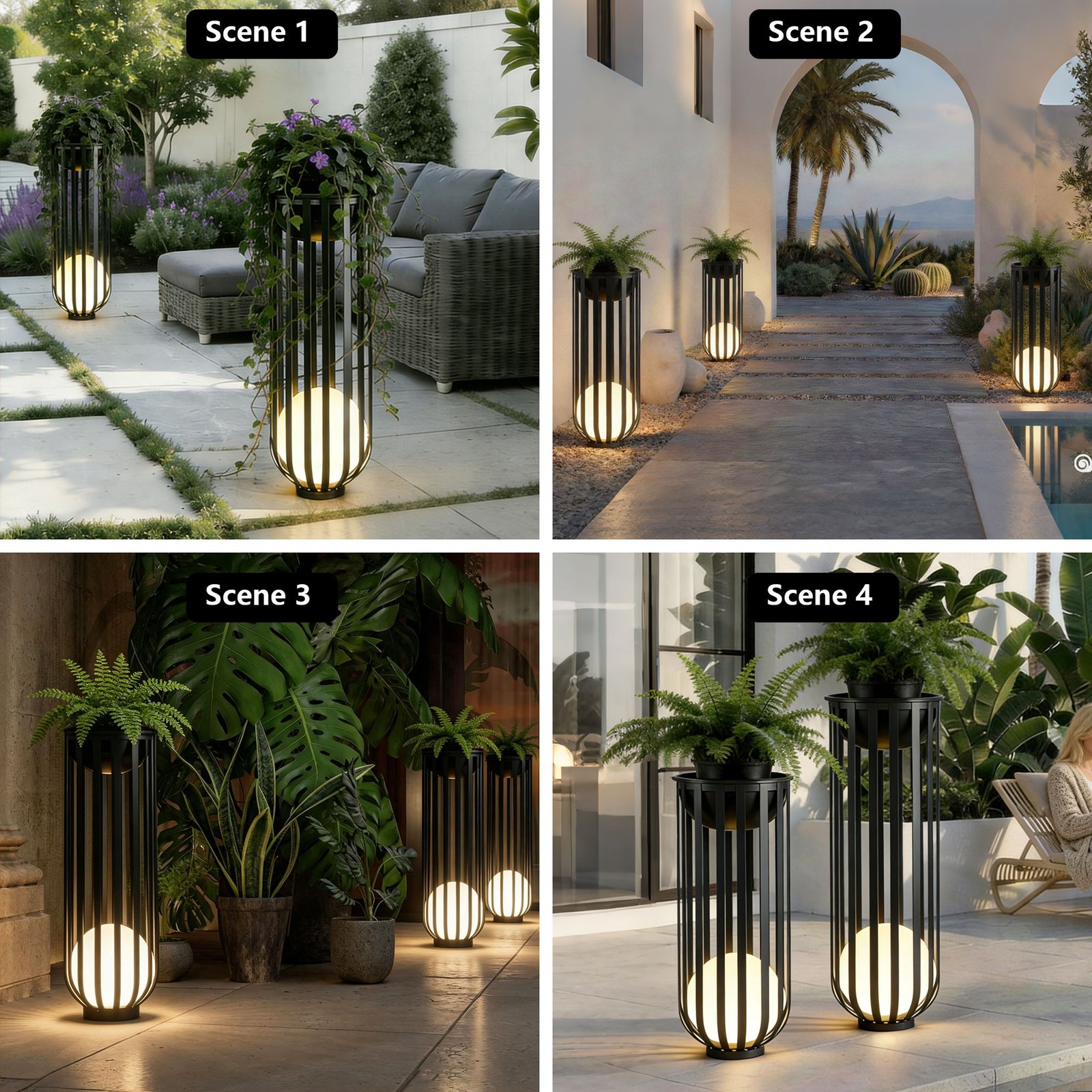 38" Tall Outdoor Plant Stand for Patio, LED Light and Remote Control - 图片 8