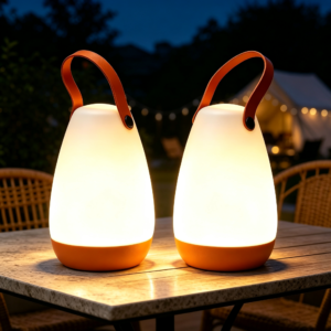 2-Pack Portable Outdoor Table Lamp, USB Rechargeable and RGB Light