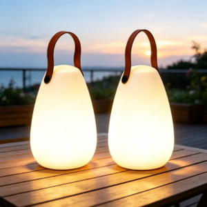 2-Pack Outdoor Rechargeable Table Lamp, RGB Light and Remote Control