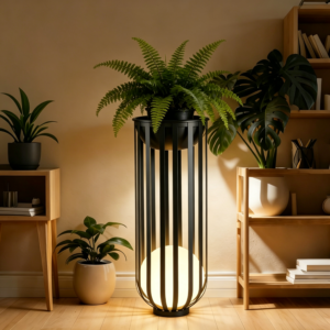 38" Tall Outdoor Plant Stand for Patio, LED Light and Remote Control